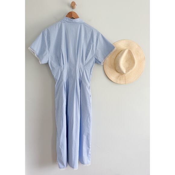 J.Crew | NWT Wren lace-trim shirt-dress in blue white stripe | Sz 8 - Picture 10 of 12